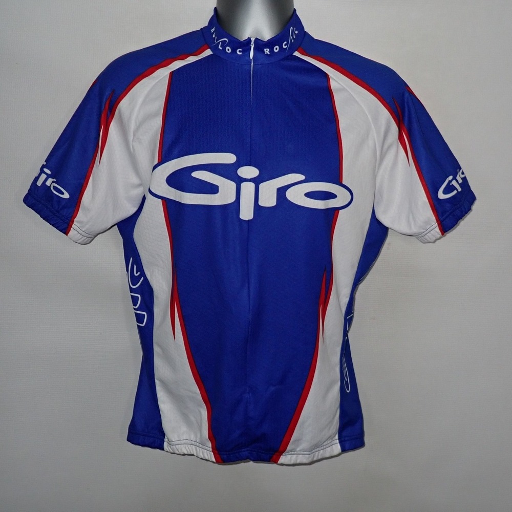 Giro Men's Verge L Sport Cycling Jersey Blue White Short Sleeve 3/4 Zip